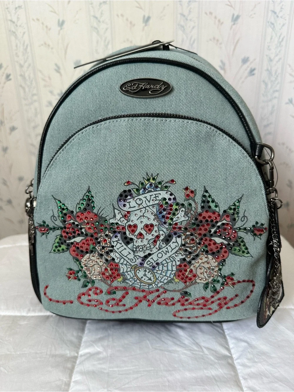 embellished mini backpack Check Drawstring Yarn spun in Scotland and Italy Quilted Scrunchies Mini Backpack with